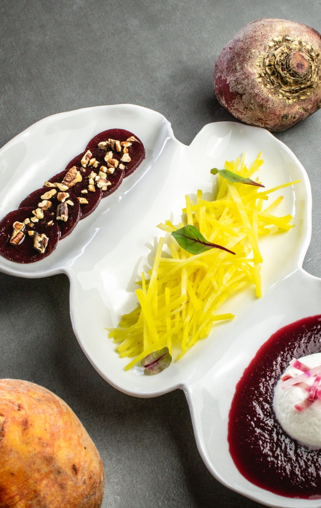 Trio de betteraves au restaurant Le Safran Miramar La Cigale